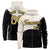 Custom Cream Black Color Block Varsity Full-Zip Letterman Wave Hoodie Jacket