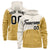 Custom Cream Old Gold Color Block Varsity Full-Zip Letterman Wave Hoodie Jacket