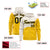 Custom Cream Gold Color Block Varsity Full-Zip Letterman Wave Hoodie Jacket