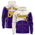 Custom Cream Purple Color Block Varsity Full-Zip Letterman Wave Hoodie Jacket