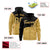 Custom Black Old Gold Color Block Varsity Full-Zip Letterman Wave Hoodie Jacket