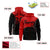 Custom Red Black Color Block Varsity Full-Zip Letterman Wave Hoodie Jacket