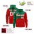 Custom Green Red Color Block Varsity Full-Zip Letterman Wave Hoodie Jacket