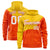 Custom Gold Orange Color Block Varsity Full-Zip Letterman Wave Hoodie Jacket