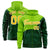 Custom Neon Green Green Color Block Varsity Full-Zip Letterman Wave Hoodie Jacket