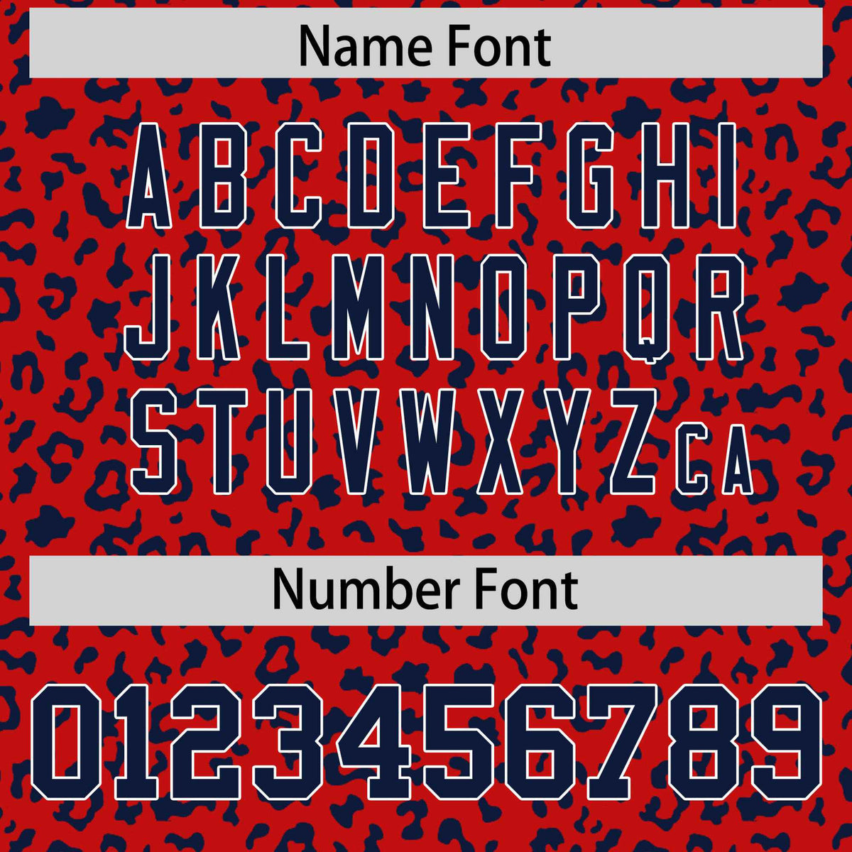 Custom Red Navy Varsity Full-Zip Letterman Leopard Print Hoodie Jacket