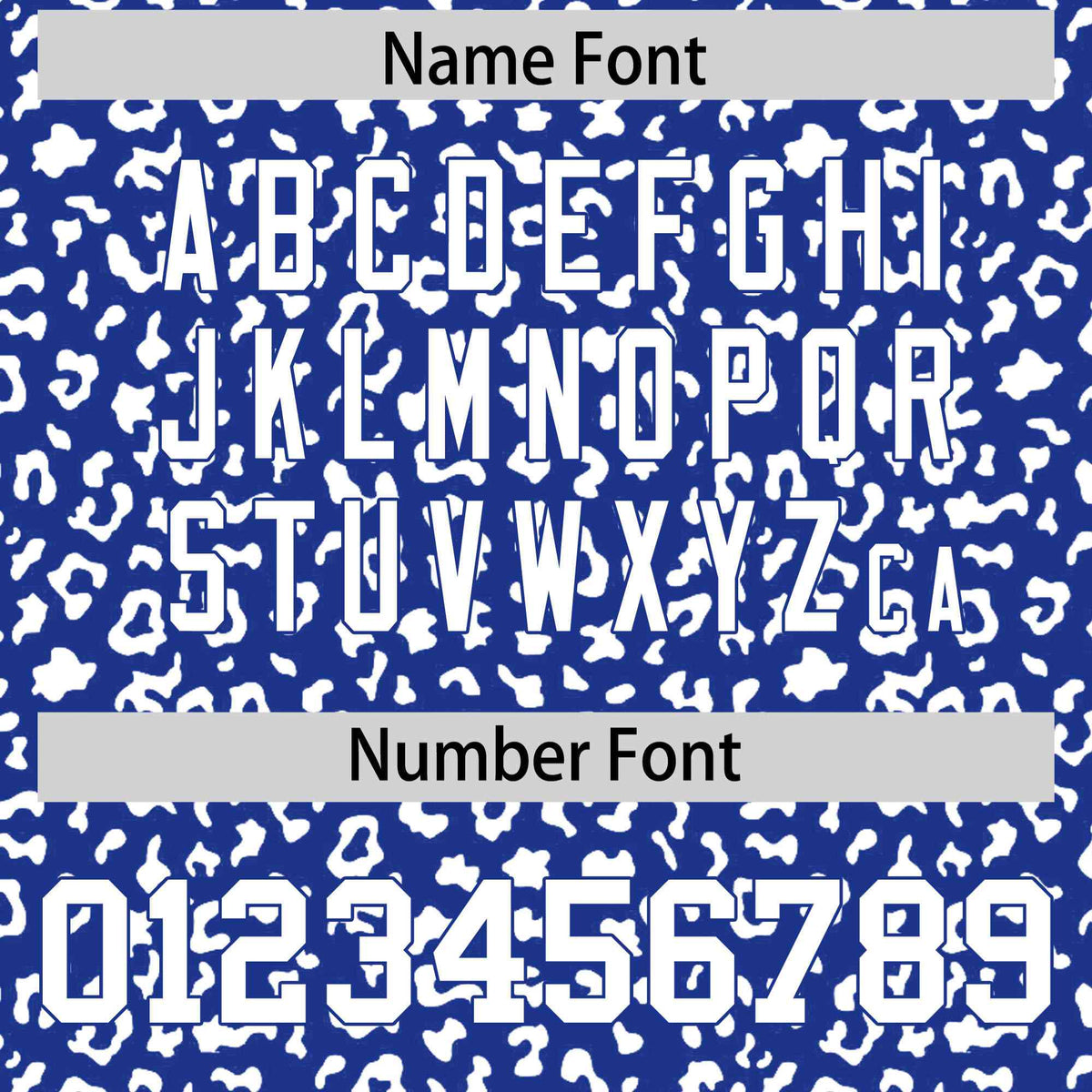 Custom Royal Blue White Varsity Full-Zip Letterman Leopard Print Hoodie Jacket