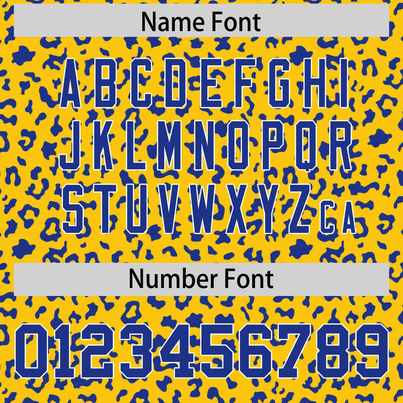 Custom Gold Royal Blue Varsity Full-Zip Letterman Leopard Print Hoodie Jacket