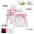 Custom White Pink Varsity Full-Zip Letterman Leopard Print Hoodie Jacket