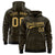 Custom Black Old Gold Varsity Full-Zip Letterman Leopard Print Hoodie Jacket