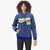 Custom Royal Blue Gold Varsity Full-Zip Letterman Leopard Print Hoodie Jacket