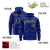 Custom Royal Blue Black Varsity Full-Zip Letterman Leopard Print Hoodie Jacket