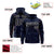 Custom Navy Black Varsity Full-Zip Letterman Leopard Print Hoodie Jacket