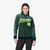 Custom Navy Neon Green Varsity Full-Zip Letterman Leopard Print Hoodie Jacket