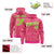 Custom Pink Neon Green Varsity Full-Zip Letterman Leopard Print Hoodie Jacket