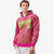 Custom Pink Neon Green Varsity Full-Zip Letterman Leopard Print Hoodie Jacket