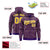 Custom Purple Gold Varsity Full-Zip Letterman Leopard Print Hoodie Jacket