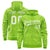 Custom Neon Green White Varsity Full-Zip Letterman Leopard Print Hoodie Jacket