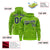 Custom Neon Green Navy Varsity Full-Zip Letterman Leopard Print Hoodie Jacket