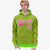 Custom Neon Green Pink Varsity Full-Zip Letterman Leopard Print Hoodie Jacket