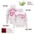 Custom White Pink Varsity Full-Zip Letterman Leopard Print Hoodie Jacket