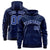 Custom Navy Royal Blue Varsity Full-Zip Letterman Leopard Print Hoodie Jacket