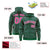 Custom Green Pink Varsity Full-Zip Letterman Leopard Print Hoodie Jacket