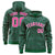 Custom Green Pink Varsity Full-Zip Letterman Leopard Print Hoodie Jacket