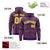 Custom Purple Gold Varsity Full-Zip Letterman Leopard Print Hoodie Jacket