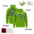 Custom Neon Green Navy Varsity Full-Zip Letterman Leopard Print Hoodie Jacket