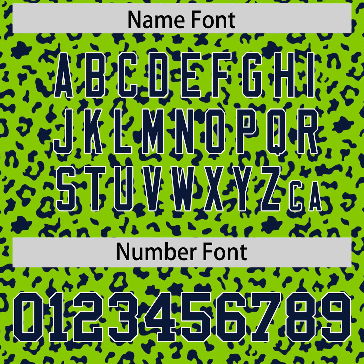 Custom Neon Green Navy Varsity Full-Zip Letterman Leopard Print Hoodie Jacket