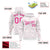 Custom White Pink Varsity Full-Zip Letterman Leopard Print Hoodie Jacket