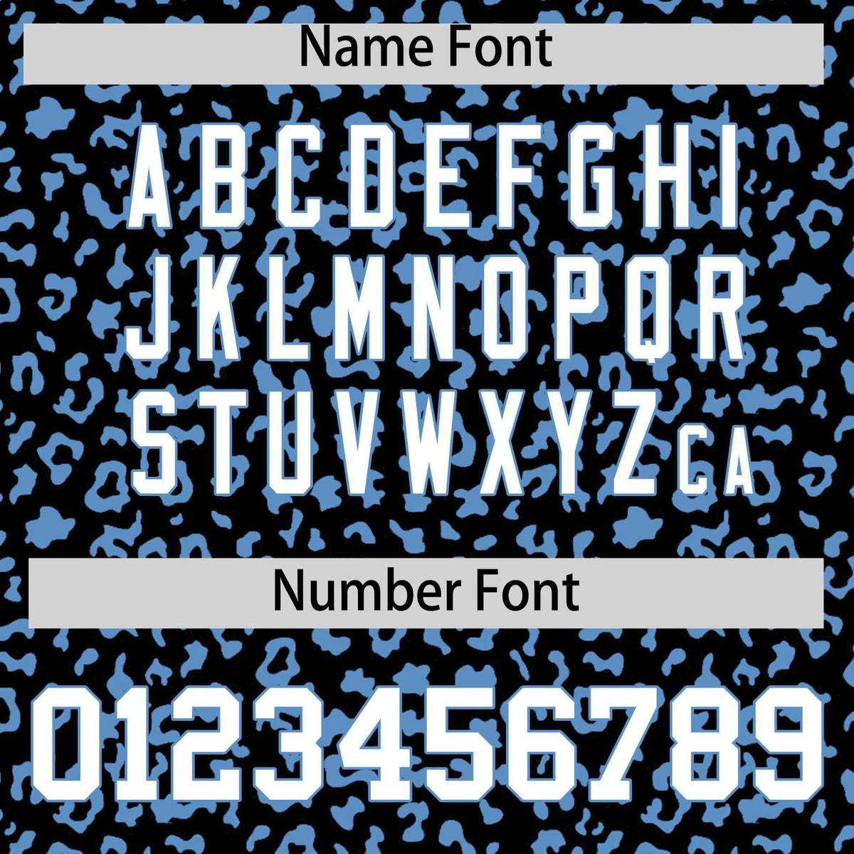 Custom Black Powder Blue Varsity Full-Zip Letterman Leopard Print Hoodie Jacket