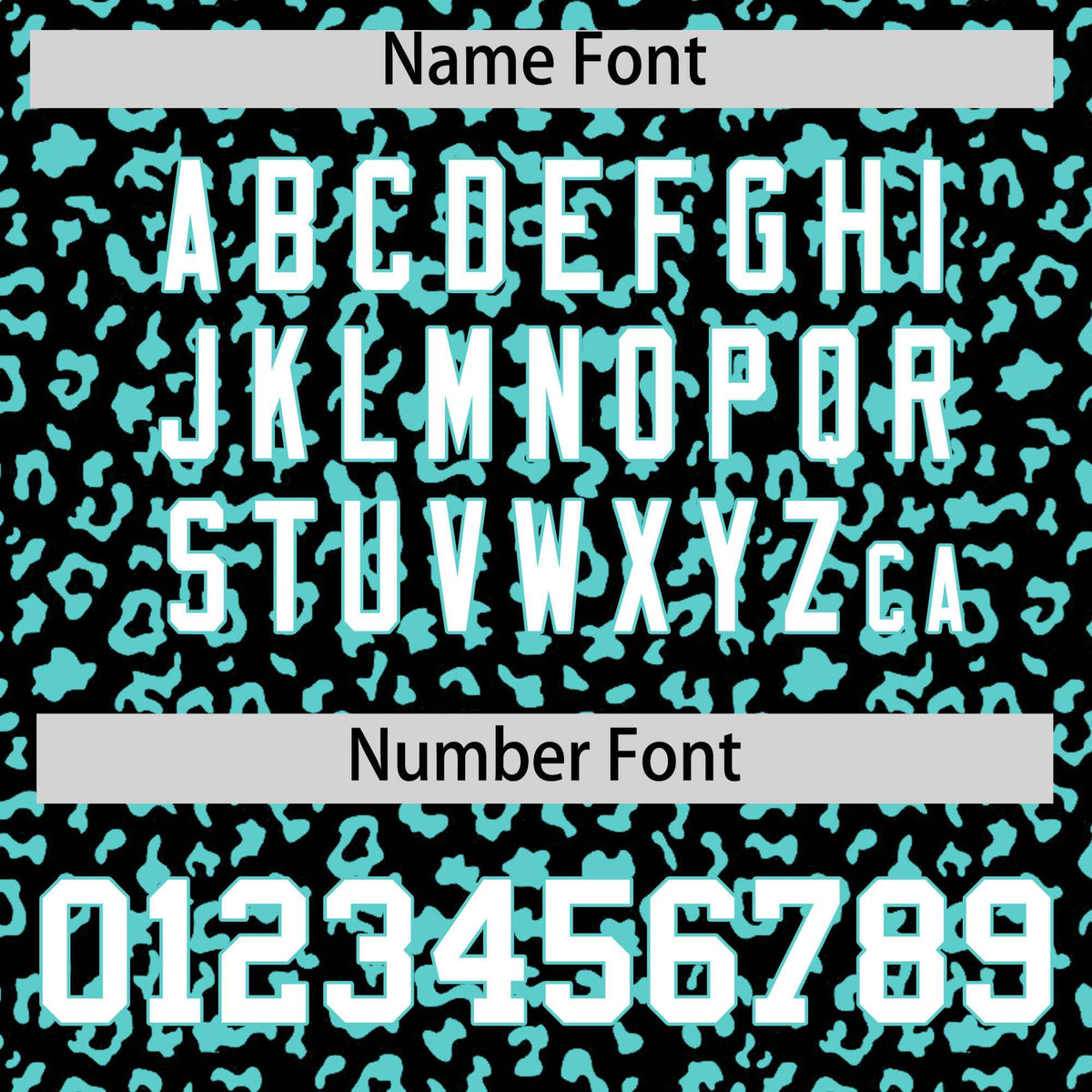 Custom Black Aqua Varsity Full-Zip Letterman Leopard Print Hoodie Jacket