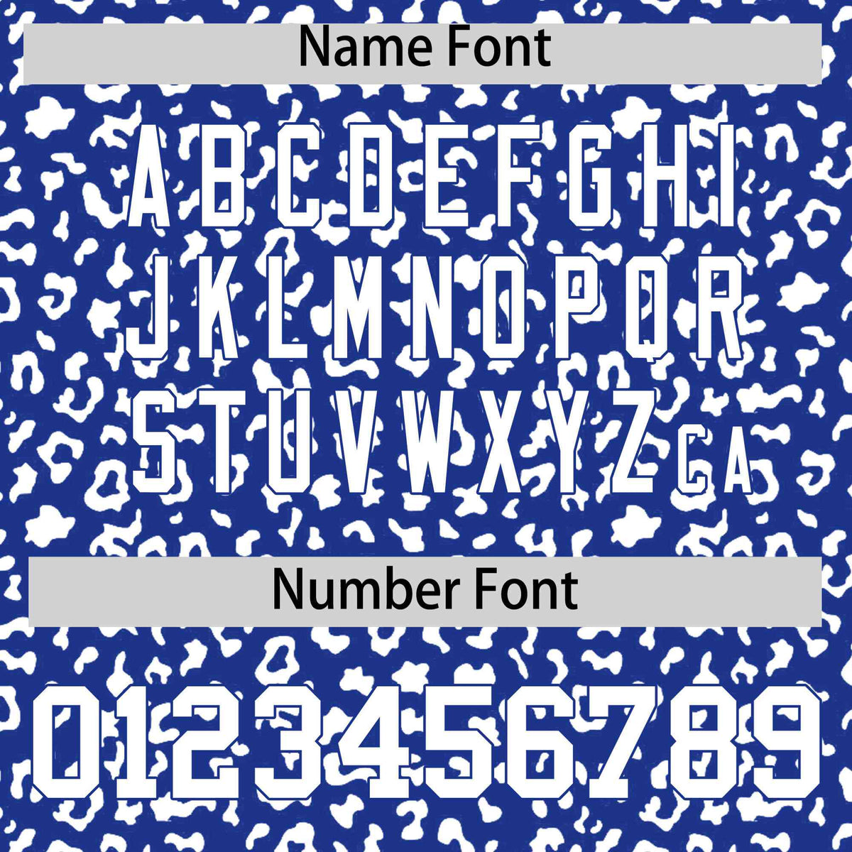 Custom Royal Blue White Varsity Full-Zip Letterman Leopard Print Hoodie Jacket