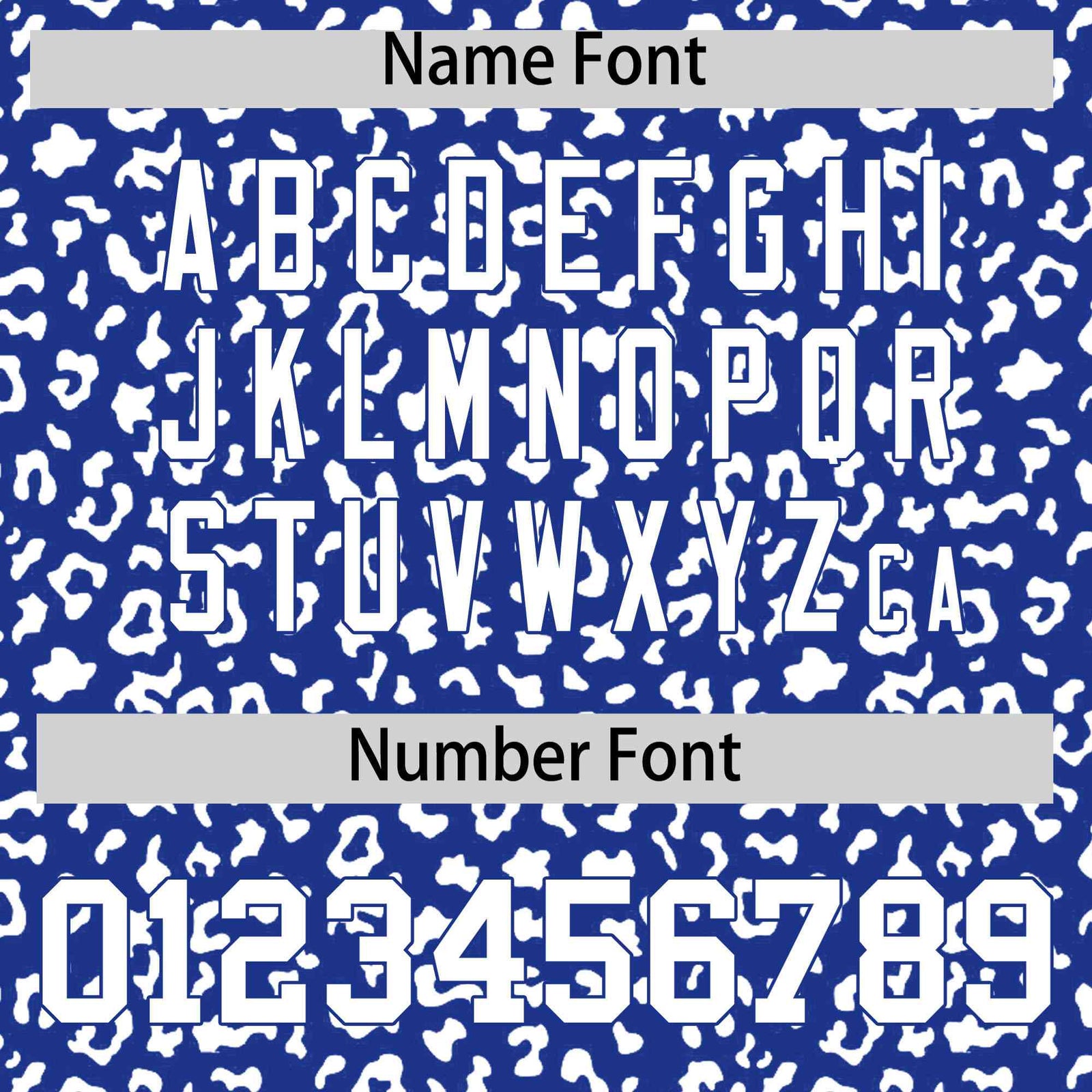 Custom Royal Blue White Varsity Full-Zip Letterman Leopard Print Hoodie Jacket