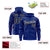 Custom Royal Blue Black Varsity Full-Zip Letterman Leopard Print Hoodie Jacket