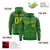 Custom Kelly Green Gold Varsity Full-Zip Letterman Leopard Print Hoodie Jacket