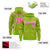 Custom Neon Green Pink Varsity Full-Zip Letterman Leopard Print Hoodie Jacket