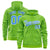 Custom Neon Green Powder Blue Varsity Full-Zip Letterman Leopard Print Hoodie Jacket