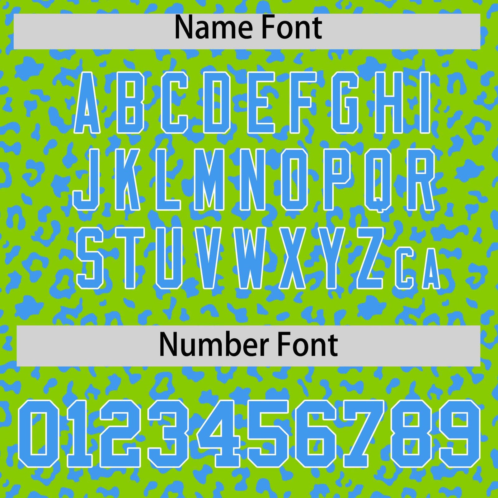 Custom Neon Green Powder Blue Varsity Full-Zip Letterman Leopard Print Hoodie Jacket