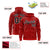 Custom Red Black Varsity Full-Zip Letterman Leopard Print Hoodie Jacket