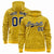 Custom Gold Navy Varsity Full-Zip Letterman Leopard Print Hoodie Jacket