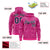 Custom Pink Navy Varsity Full-Zip Letterman Leopard Print Hoodie Jacket