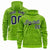 Custom Neon Green Navy Varsity Full-Zip Letterman Leopard Print Hoodie Jacket