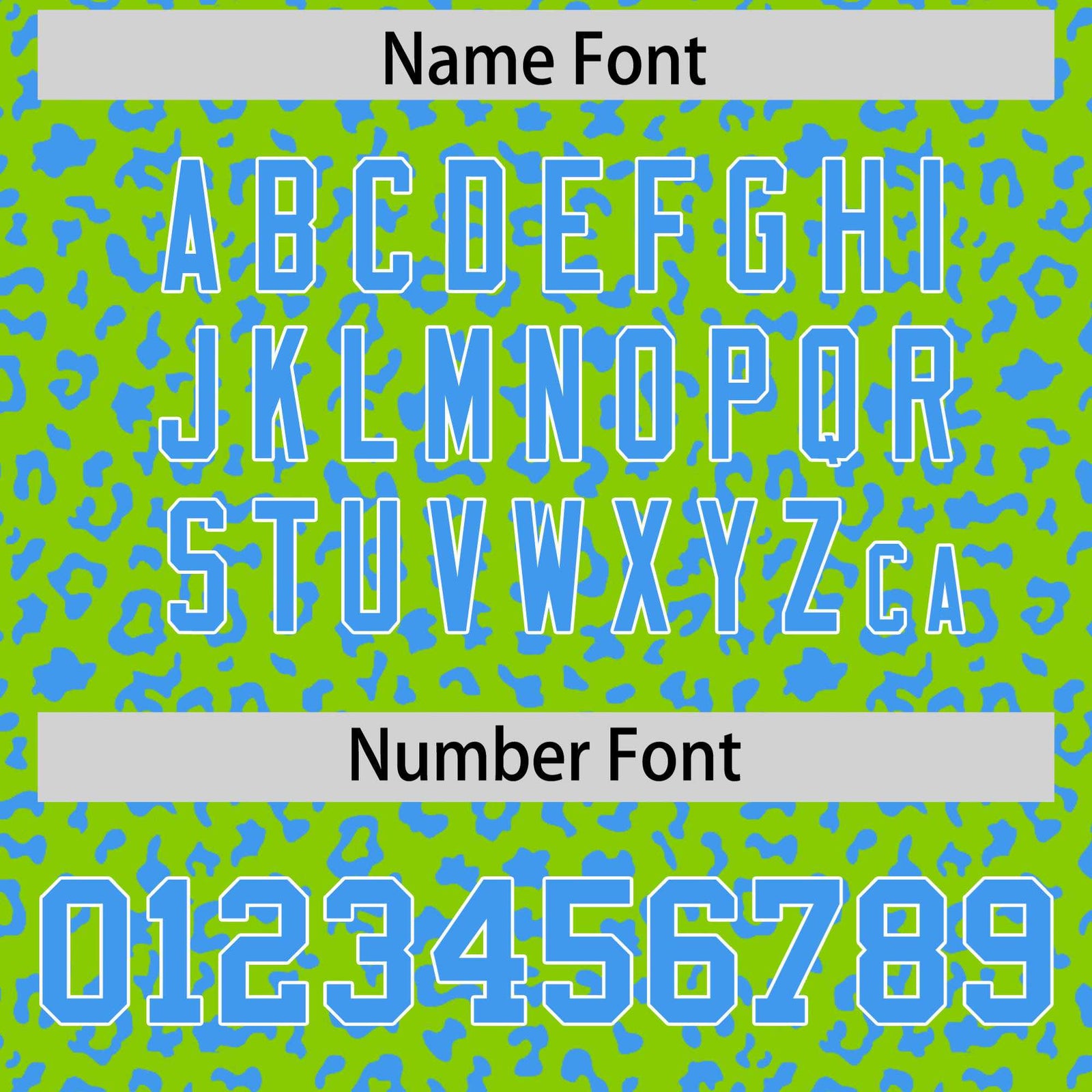 Custom Neon Green Powder Blue Varsity Full-Zip Letterman Leopard Print Hoodie Jacket