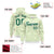 Custom White Neon Green Varsity Full-Zip Letterman Leopard Print Hoodie Jacket