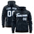 Custom Black Powder Blue Varsity Full-Zip Letterman Leopard Print Hoodie Jacket