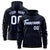 Custom Black Royal Blue Varsity Full-Zip Letterman Leopard Print Hoodie Jacket