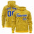 Custom Gold Royal Blue Varsity Full-Zip Letterman Leopard Print Hoodie Jacket